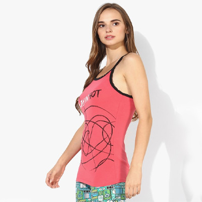 Pink Printed Loungewear Top