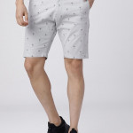 Men Grey Solid Regular Fit Shorts