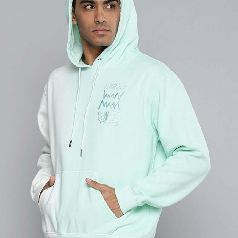 Men Sea Green Basketball Hooded Sweatshirt