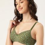 Olive Green & Blue Bra