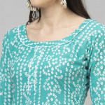 Blue and white printed unstitched dress material 