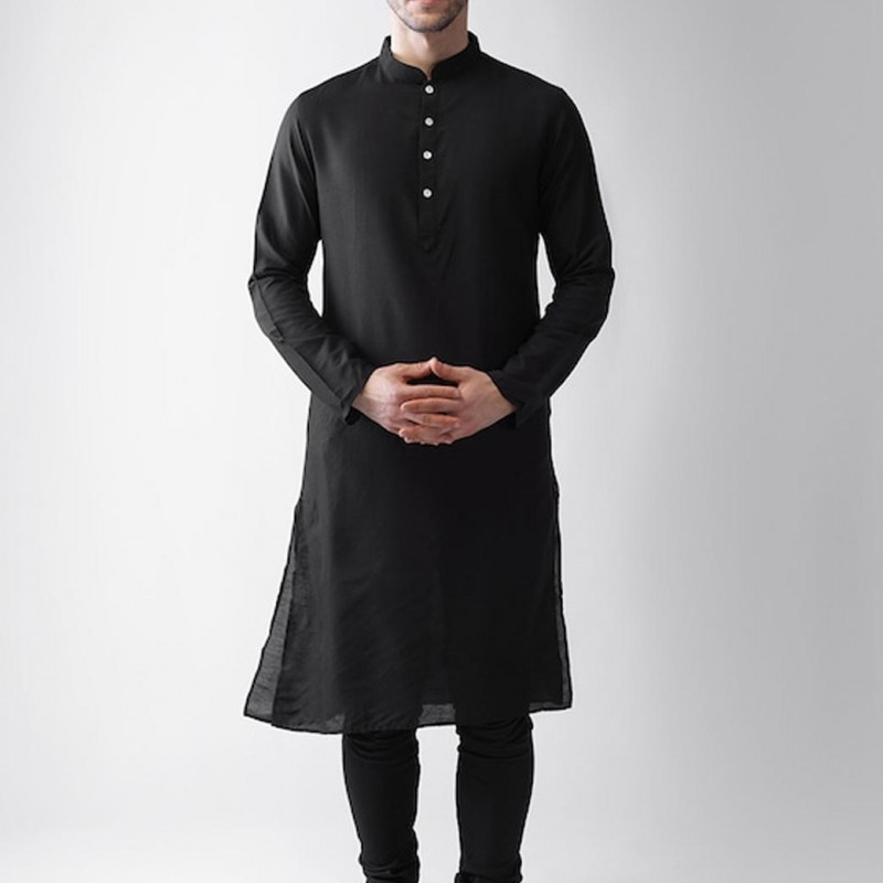 Men White Floral Printed Kurta